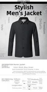 Detail der Materialzusammensetzung aus 99,9% Polyester und Business-Casual-Jackenmerkmale