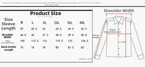Tabella taglie dettagliata per cappotto da uomo con misure da M a 4XL in cm