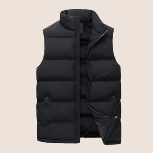 Gilet Matelassé d'Hiver pour Hommes Veste sans Manches Col Montant Chaud Rembourré pour le Quotidien Décontracté Extérieur Grandes Tailles