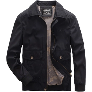 Men Casual Cargo Jacket Cotton Multi Pocket Flight Bomber Jacket Zip Up Lapel Military Style Outerwear Coat For Men