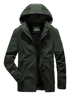 Herren Outdoor Kapuzenjacke Winddicht Fleece Gefüttert Warm Mantel Casual Mode Oberbekleidung Für Winter Herbst Kleidung