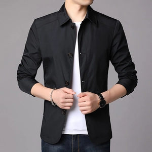 Herren Business Casual Jacke Polyester Winddicht Umlegekragen Mantel Mit Einreihigen Knöpfen Für Büroarbeit Alltag