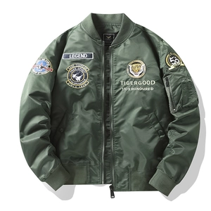 Men MA-1 Flight Bomber Jacket High Density Nylon Windproof Military Tiger Embroidery Ribbed Trim Streetwear Outerwear For Men