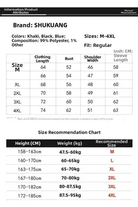 Detailed size chart for men business casual jacket including M to 4XL dimensions