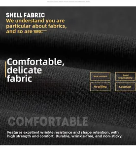 Detail of durable black twill fabric showing breathable, anti-pilling and wrinkle-free texture