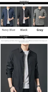 Mens lightweight casual jacket with stand collar and chest pockets in navy, black and grey