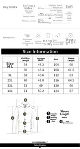 Guide des tailles et conseils d'entretien pour veste homme avec mesures du M au 4XL