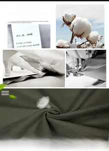 Detail view of olive green 100% cotton fabric with twill texture and breathable properties