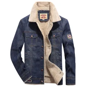 Men's Winter Sherpa Lined Denim Jacket Thick Warm Cotton Padded Fleece Coat Vintage Washed Jean Jacket Casual Outerwear