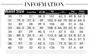 Detailed size chart for men's cotton shorts covering waist and hip measurements