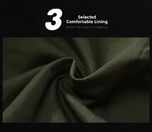 Detailed close-up of dark green twill fabric lining for durable men's utility jacket