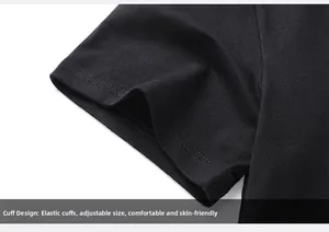 Macro detail of elastic double-stitched cuff on a black premium cotton t-shirt