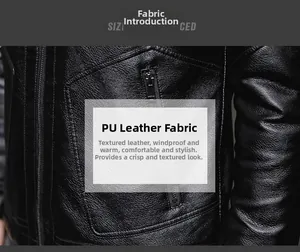 Close-up of durable black PU leather jacket featuring premium metal zipper and stitching