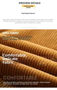 Detailed macro view of brown corduroy fabric texture for winter coat shell