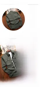 Viste dettagliate fronte e retro della camicia da uomo slim fit in cotone verde militare