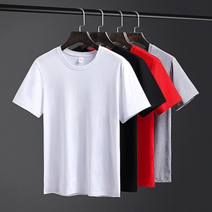 Men's solid color short sleeve T-shirts set in white black red grey colors with crew neck