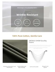 Dettaglio del tessuto 100% cotone con consistenza morbida, proprietà antipiega e traspiranti