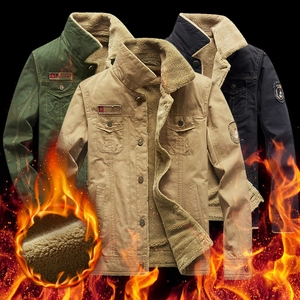 Giacca Invernale da Uomo con Fodera in Sherpa Pesante Tela di Cotone Cargo Cappotto Vintage Militare Casual Pile Caldo Capispalla Tasche