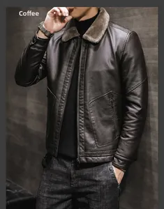 Detail of premium brown winter jacket featuring fur collar and metal zipper pockets