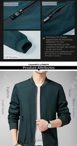 Vue détaillée du blouson de baseball vert foncé avec texture à pois et fermetures éclair