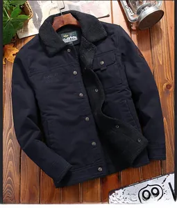 Close-up of winter jacket with faux sherpa lining and American Legend chest embroidery