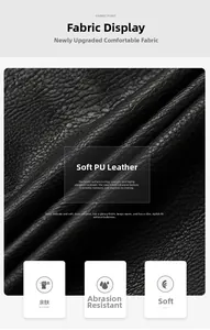 Detailed macro shot showing the soft texture and durable grain of the black PU leather jacket