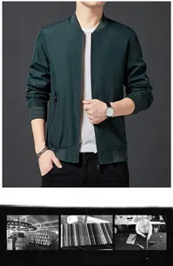 Détail d'un blouson bomber vert foncé montrant la texture micro-point et les poignets côtelés