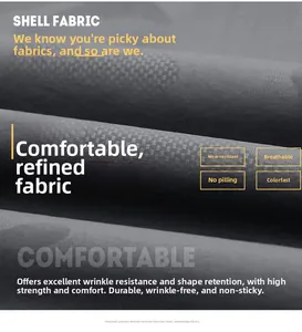 Close-up of grey breathable wrinkle-resistant fabric with detailed woven texture