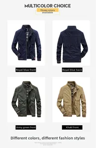 Detailansicht der Herrenjacke mit Stehkragen in Navy, Grün und Khaki Farbvarianten