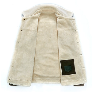 Men winter heavy thermal jacket with thick off-white fleece lining and inner pocket