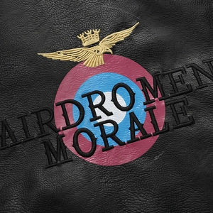 Men's slim fit leather jacket with eagle crown embroidery and Airdromen Morale detail