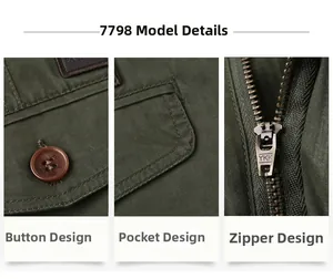 Detail view of army green cotton cargo shorts showing YKK zipper and branded buttons