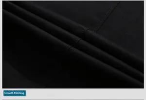 Close-up of the smooth stitching and durable twill fabric of the black cotton blazer