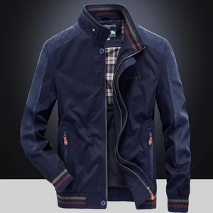 Herren Stehkragen Jacke 100 Baumwolle Casual Outdoor Mantel Gespleißt Cord Gestreifte Rippbündchen Langarm Oberbekleidung