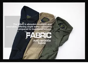Détails du tissu en coton résistant à l'usure et anti-rides de chemises de style cargo
