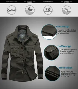 Dettaglio camicia cargo verde militare con doppie tasche sul petto e ricamo alla moda
