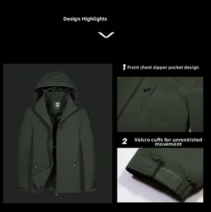 Detail der armygrünen Outdoorjacke mit Klettbündchen und warmem Fleece-Innenfutter