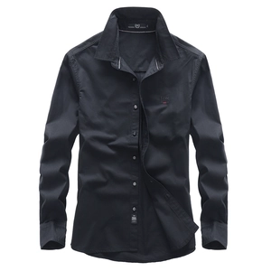 Chemise décontractée noire à manches longues pour hommes avec broderie Free Spirit