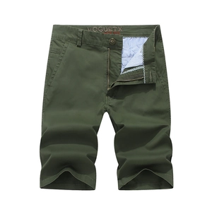 Men's casual olive cargo shorts in heavy cotton twill with reinforced stitching