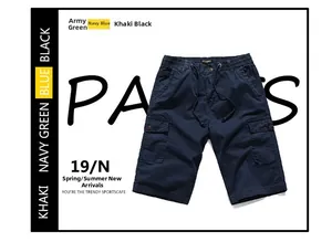 Short cargo bleu marine à plat avec taille élastique à cordon et poches latérales à rabat