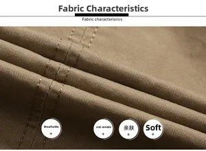 Macro shot of khaki cotton canvas fabric showing durable twill texture and fine stitching