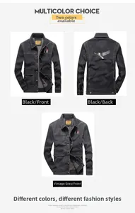 Détails de la veste en jean pour hommes avec doublure polaire et broderie d'aigle au dos