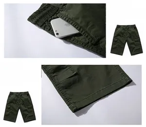 Détail d'un short cargo en coton robuste avec poches latérales et coutures renforcées