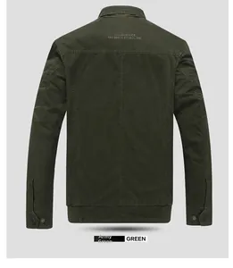Detail view of army green jacket back with ribbed hem and high-quality cotton stitching