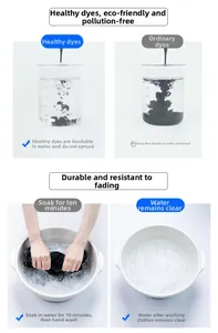 Detail showing the colorfast performance and clear water test after 10 minutes soaking