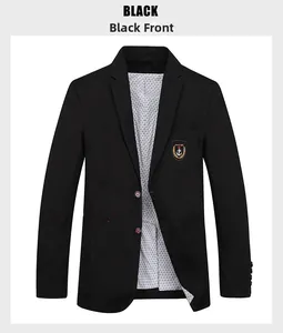Detail eines schwarzen Baumwollblazers mit Anker-Stickerei und bedrucktem Innenfutter