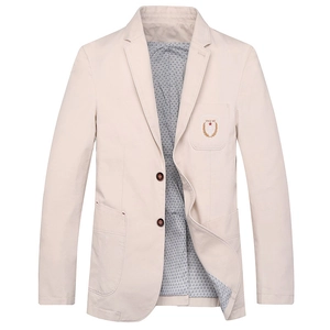Herren Casual Baumwollmischung Blazer Slim Fit Einreihige Anzugjacke Mit Nautischer Ankerstickerei Für Den Täglichen Business-Look