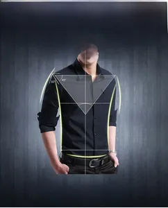 Detailed view of dark blue slim fit cotton long sleeve shirt with chest pocket