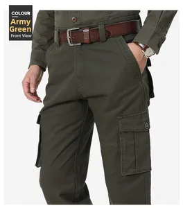 Détail du pantalon cargo vert armée avec poches latérales à rabat et tissu en coton résistant