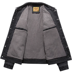 Veste en jean d'hiver pour hommes avec doublure polaire et poches intérieures en gris
